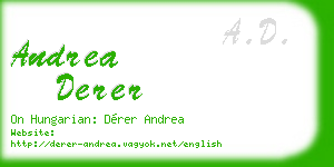 andrea derer business card
